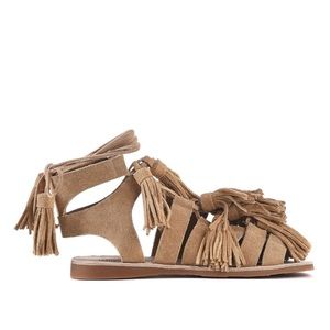 Jeffrey Campbell Malang Tan Tassel Gladiator Sandal